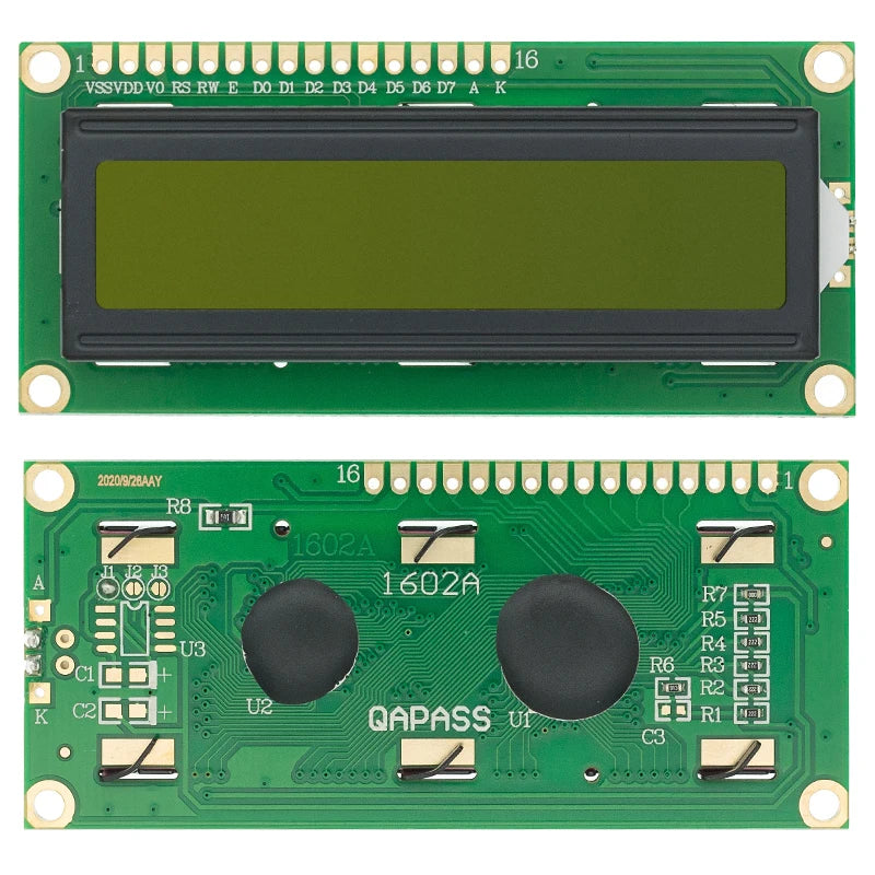 LCD1602 I2C Display Module - Blue Green Screen with PCF8574 IIC Adapter for Arduino - 5V Compatible