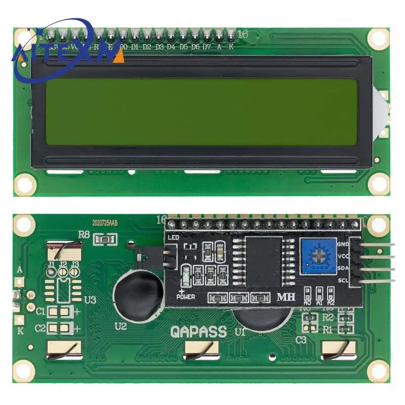 LCD1602 I2C Display Module - Blue Green Screen with PCF8574 IIC Adapter for Arduino - 5V Compatible