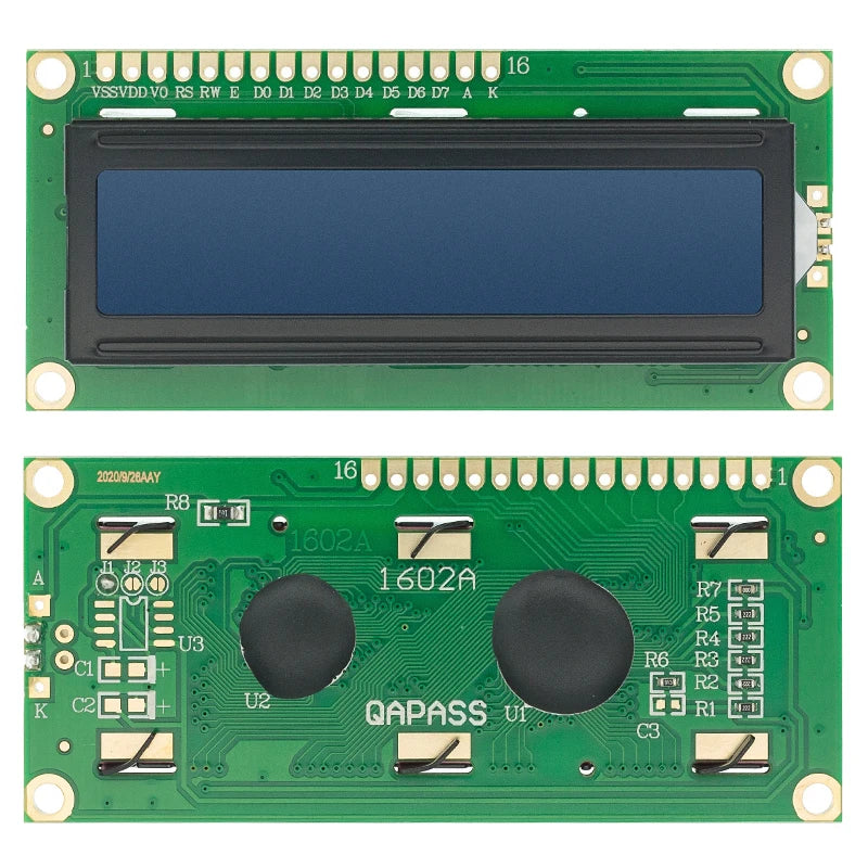 LCD1602 I2C Display Module - Blue Green Screen with PCF8574 IIC Adapter for Arduino - 5V Compatible