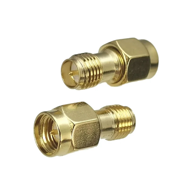 1Pcs Connector Adapter SMA RP-SMA to SMA RPSMA Male Plug & Female Jack Straight RF Coaxial Converter New Brass