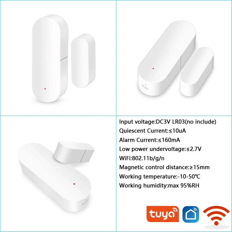 Tuya Smart Home Wi-Fi Door Sensor and Alarm System for Enhanced Security and Alerts