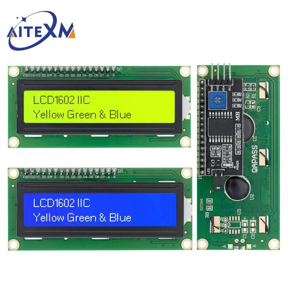 LCD1602 I2C Display Module - Blue Green Screen with PCF8574 IIC Adapter for Arduino - 5V Compatible