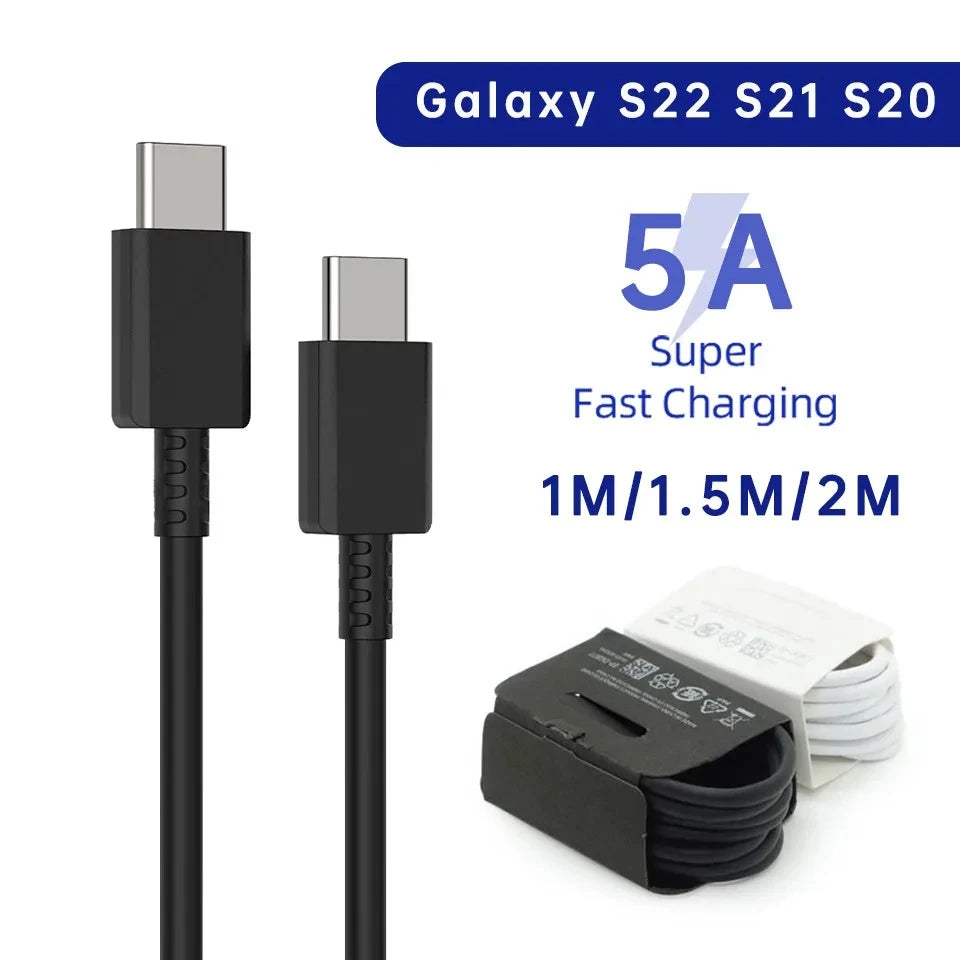 2-Pack 45W PD USB-C Cable for Samsung Galaxy S20/S21/S22/S23 Ultra, Note 10/20 5G, A53/A54 - Super Fast Charging Data Cable