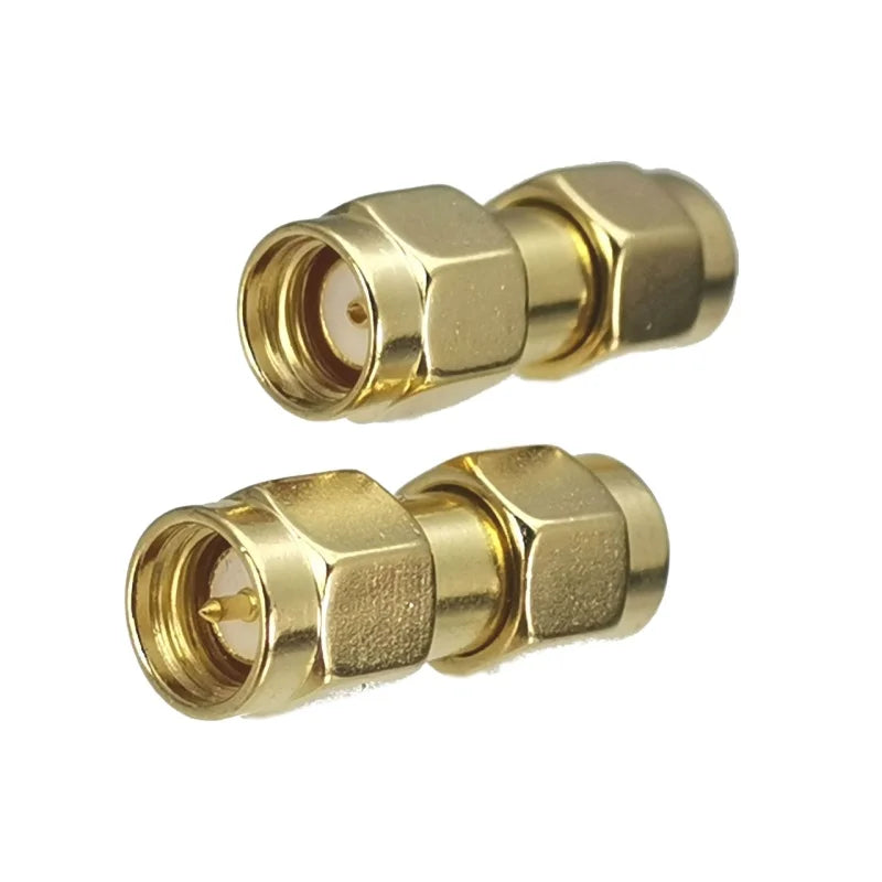 1Pcs Connector Adapter SMA RP-SMA to SMA RPSMA Male Plug & Female Jack Straight RF Coaxial Converter New Brass