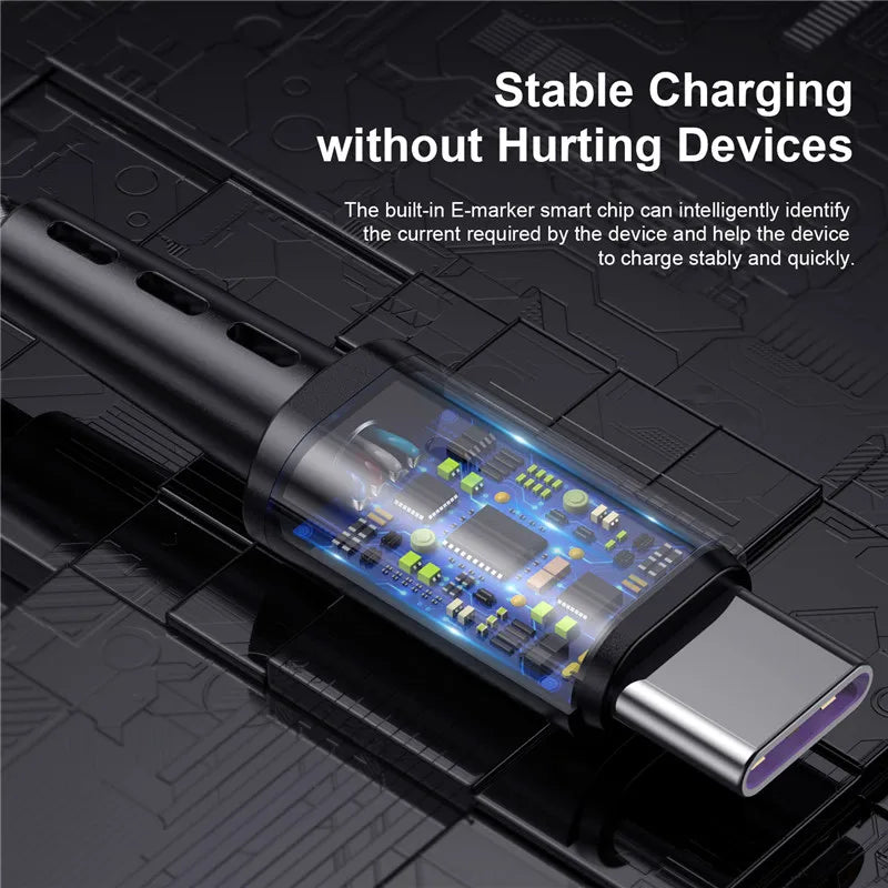 7A High-Speed USB Type-C Charging and Data Cable for MacBook, Xiaomi, Samsung, and Huawei Devices