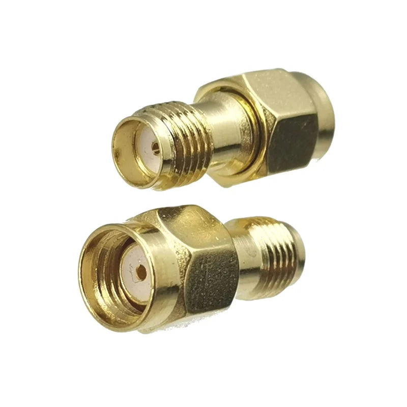 1Pcs Connector Adapter SMA RP-SMA to SMA RPSMA Male Plug & Female Jack Straight RF Coaxial Converter New Brass