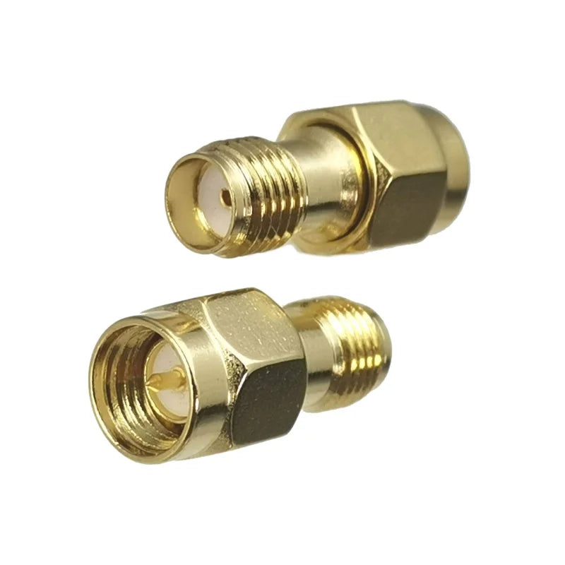 1Pcs Connector Adapter SMA RP-SMA to SMA RPSMA Male Plug & Female Jack Straight RF Coaxial Converter New Brass