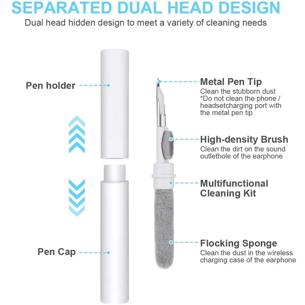 1Pc Portable Bluetooth Earphone Plug Cleaning Tool Cleaning Set Dust Cleaning Pen Earphone Plug Cleaning Brush