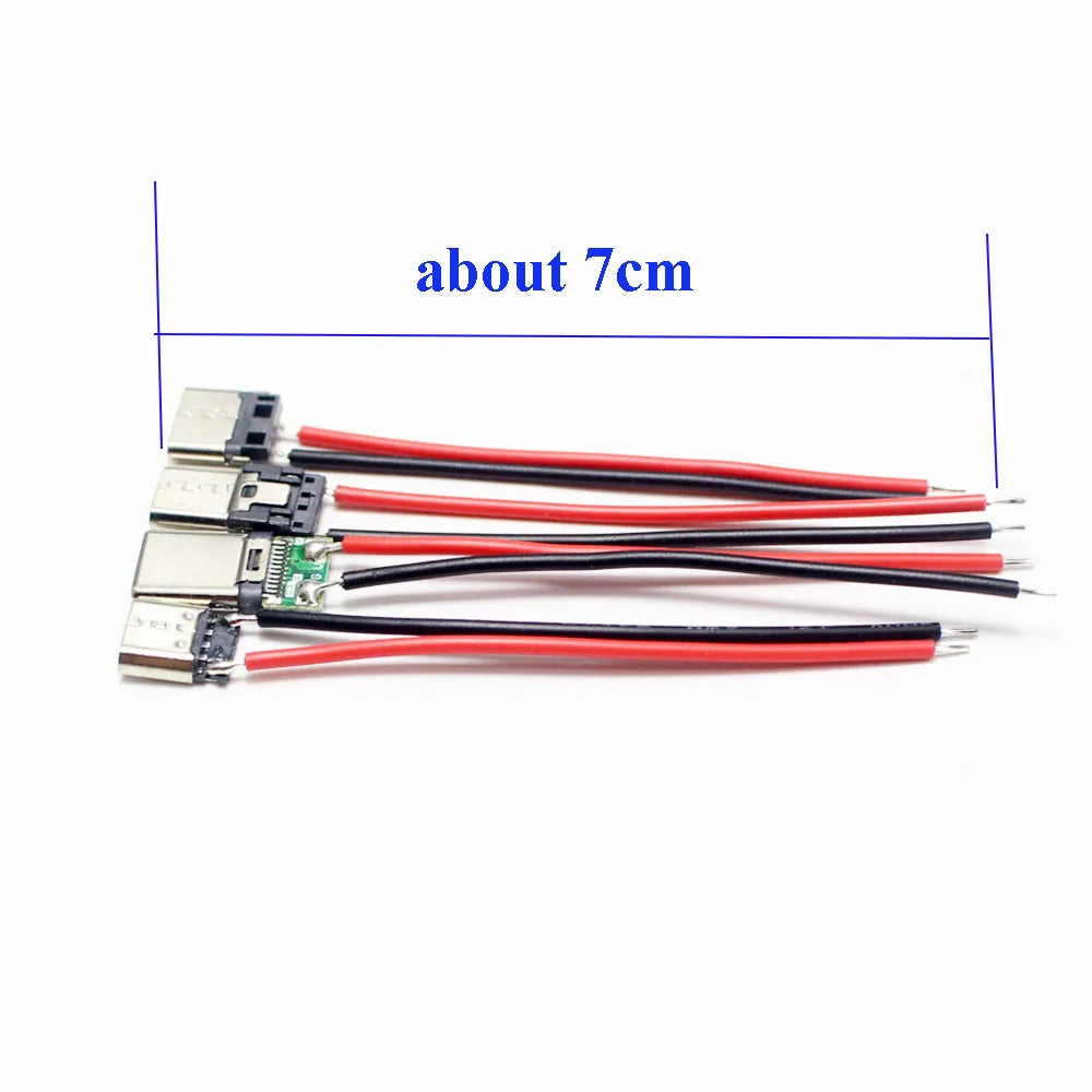 2/5Pcs Micro USB Type-C 2Pin Horizontal / Vertical 2P Simple Soldered Male Plug-In Board Quick Charging USB-C Connector