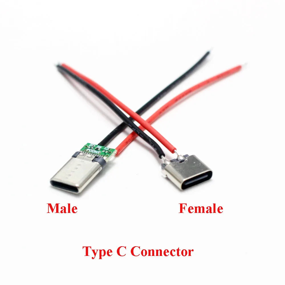 2/5Pcs Micro USB Type-C 2Pin Horizontal / Vertical 2P Simple Soldered Male Plug-In Board Quick Charging USB-C Connector