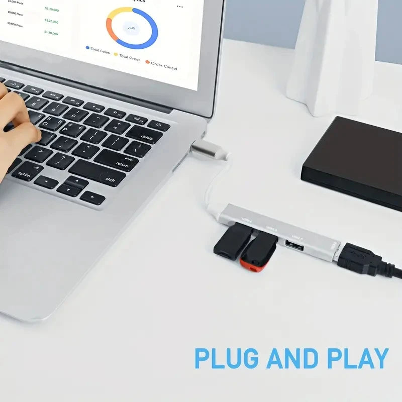 467 Mobile Phone and Computer USB Dock with Multi-Function Wire Divider and High-Speed Transmission for Four Devices