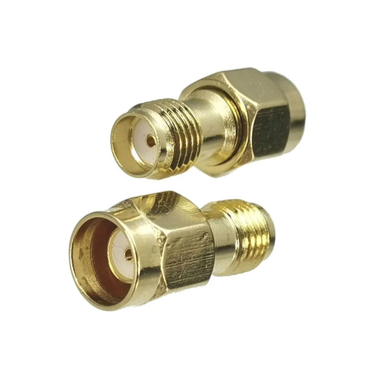 1Pcs Connector Adapter SMA RP-SMA to SMA RPSMA Male Plug & Female Jack Straight RF Coaxial Converter New Brass