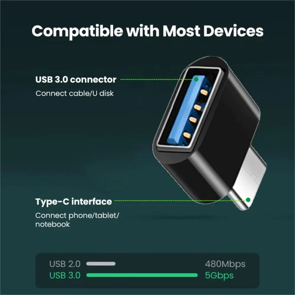 Mini Type-C to USB 3.0 Adapter - USB-C Male to Female OTG Data Connector for MacBook Pro, iPad Mini 6/Pro, and MacBook Air Type-C Devices